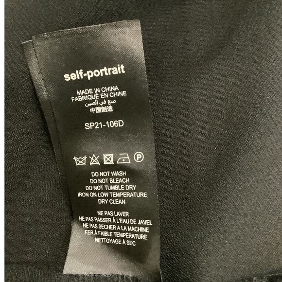 Self-Portrait One Shoulder Guipere Lace Trimmed Black Satin Mini Dress Size 4 - Picture 13 of 14